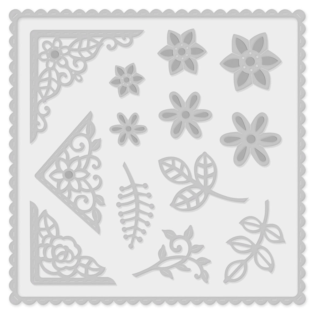 Floral Square Frame And Embellishment - Sweet Dixie Cutting Die