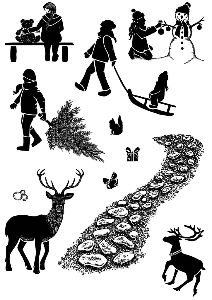 Card-io Winter Trail Clear Stamp Set