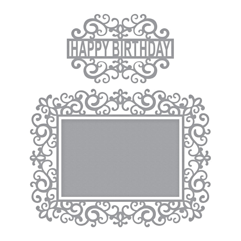 Spellbinders Swirl Happy Birthday Frame