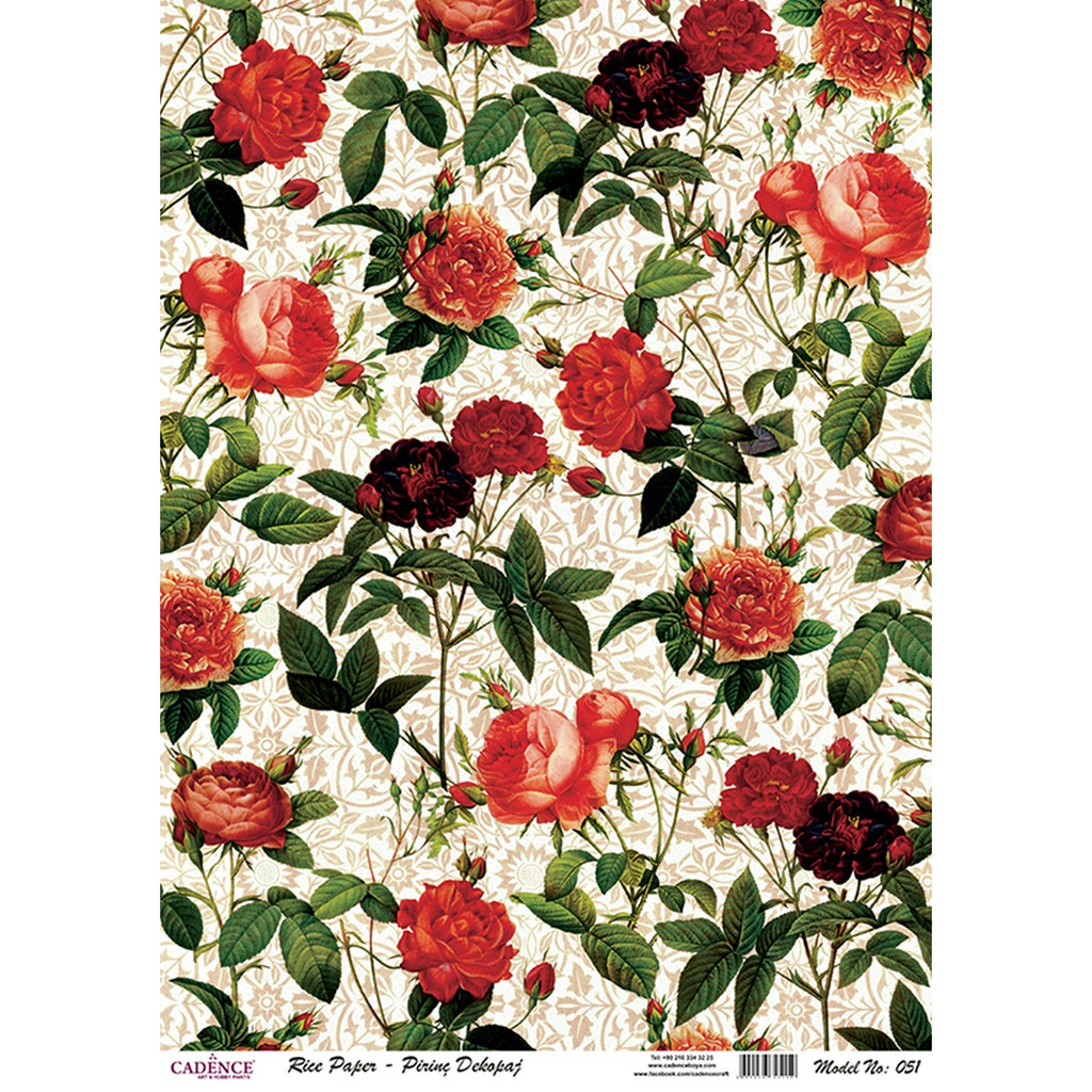 Cadence Rice Decoupage Paper - Rose Garden