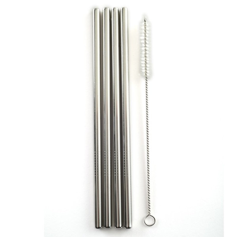 Norpro 4 Stainless Steel Straws 8.5" With 2 Cleaning Brus