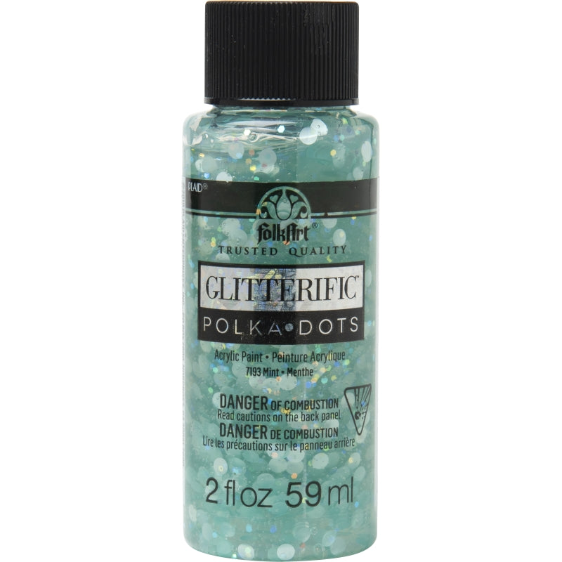 Mint Folkart Glitterific Polka Dots - 2oz