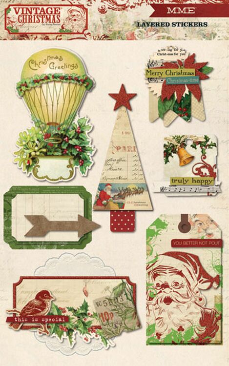 My Minds Eye Vintage Christmas Layered Stickers