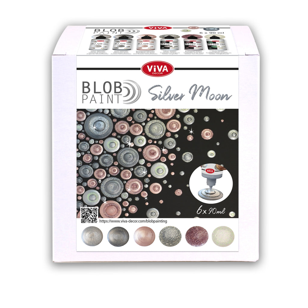 Viva Decor Blob Paint Kit Silver Moon 6 Paints 6 X 90 Ml