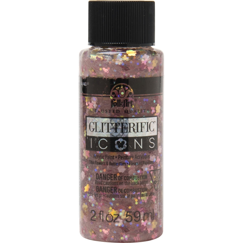 Flowers & Butterflies Folkart Glitterific Icons - 2 Oz