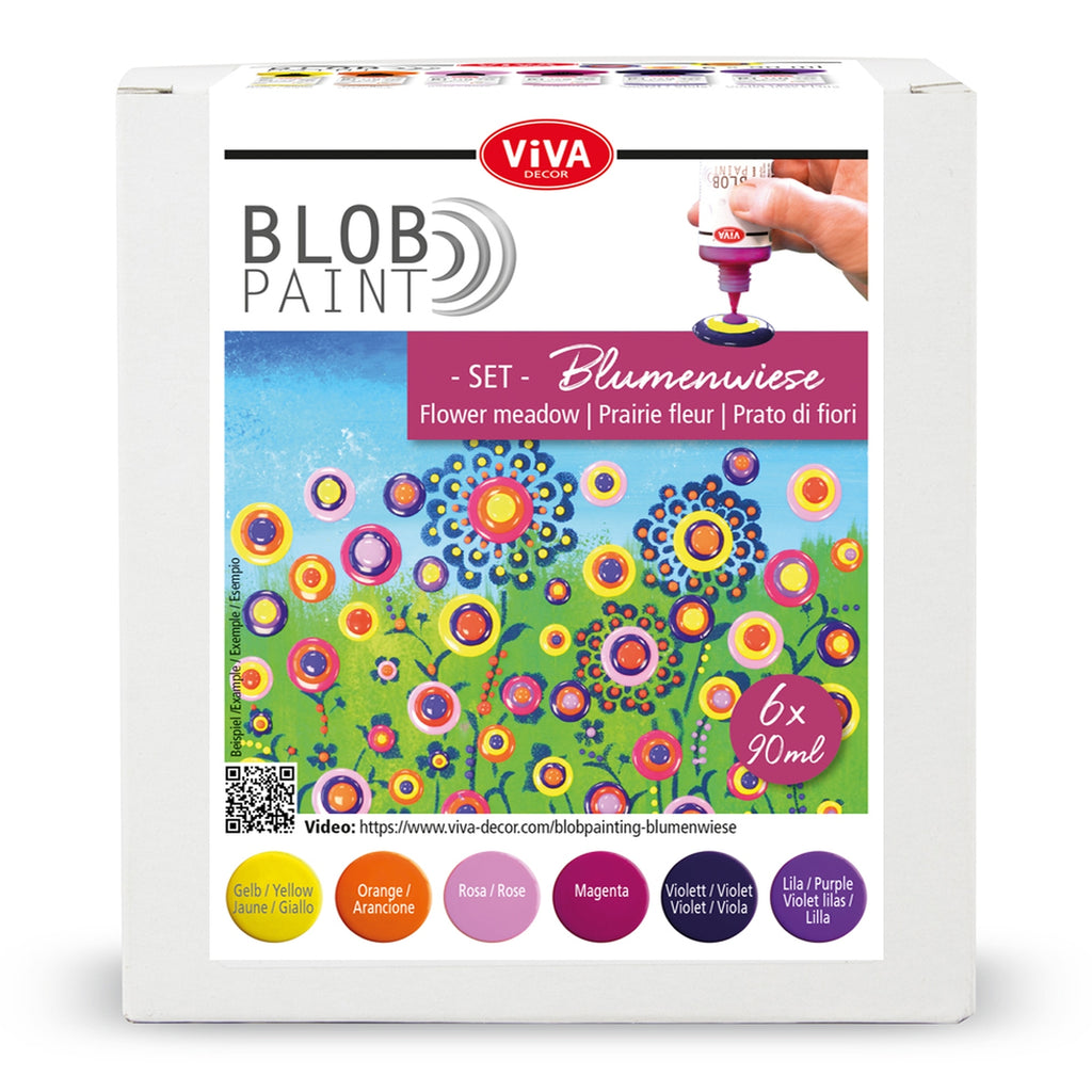 Viva Decor Blob Paint Kit "flower Meadow" 6 Paints 6 X 90 Ml