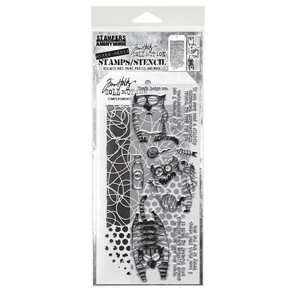 Tim Holtz Mixed-Media Stamps & Stencil Set: MIXED MEDIA SET #10
