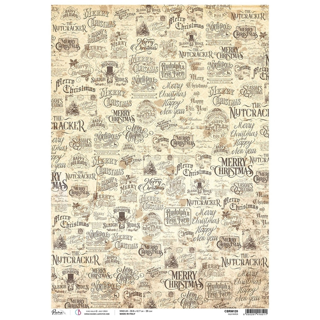 Old Paper  - Ciao Bella Piuma Rice Paper A3 - Single Sheet