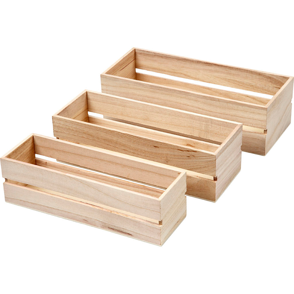 Creativ - Vintage Wooden Crate Boxes (3pcs)