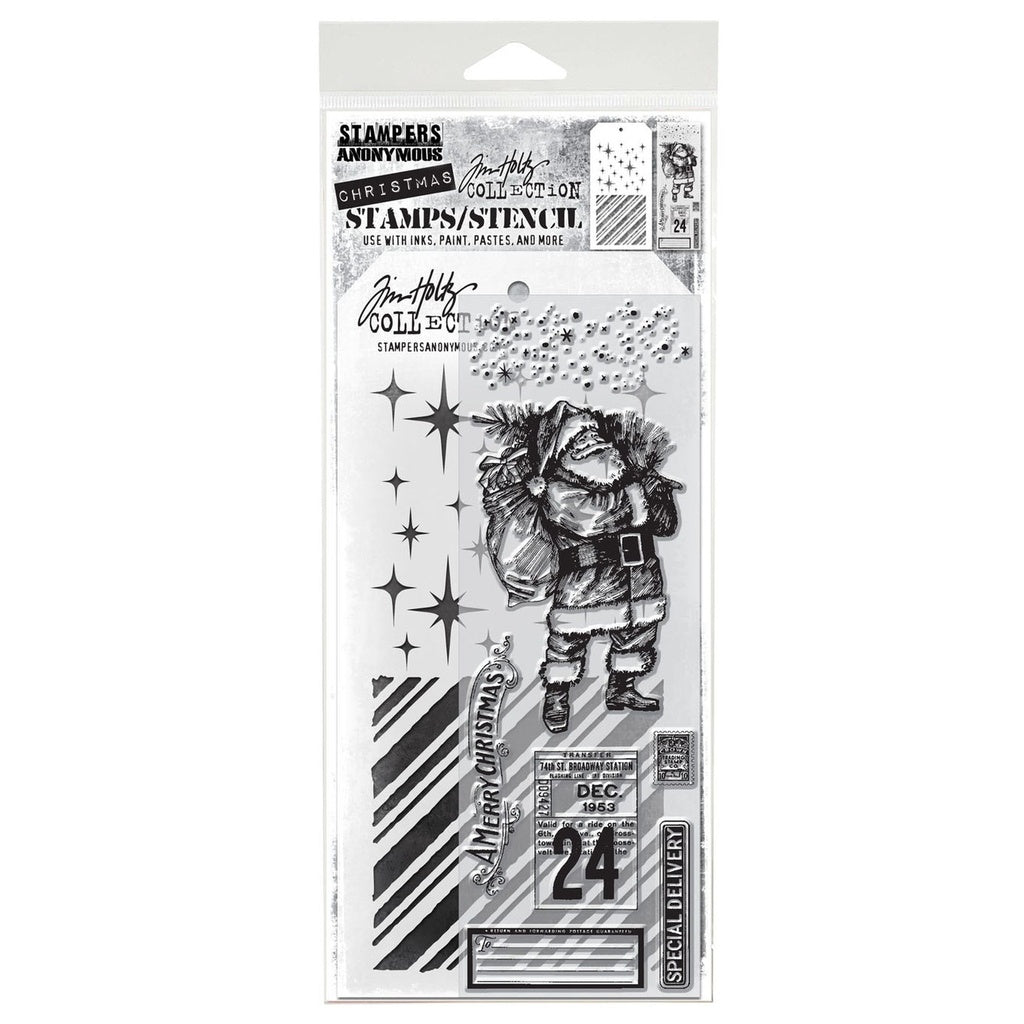 Tim Holtz Mixed-Media Stamps & Stencil Set: MIXED MEDIA SET #31