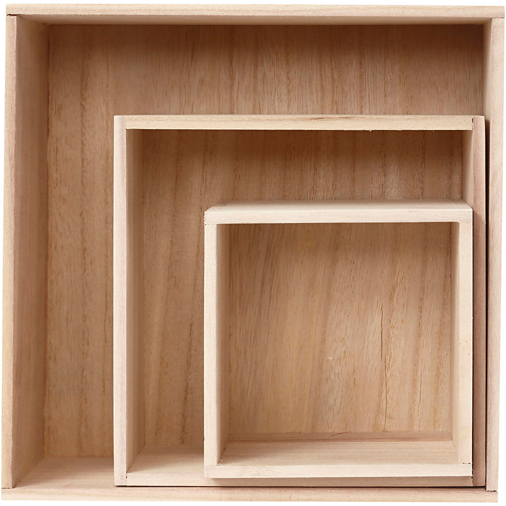 Creativ - Wooden Square Storage Boxes (3pcs)