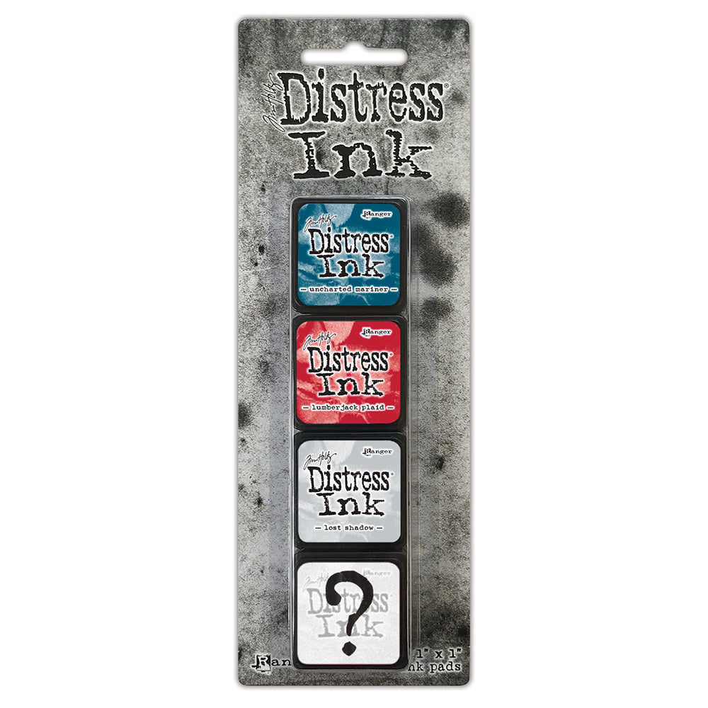 Tim Holtz - Distress - Mini Ink Kit #18 (Includes Unchartered Mariner, Lumberjack Plaid, Lost Shadow, and Scorched Timber)