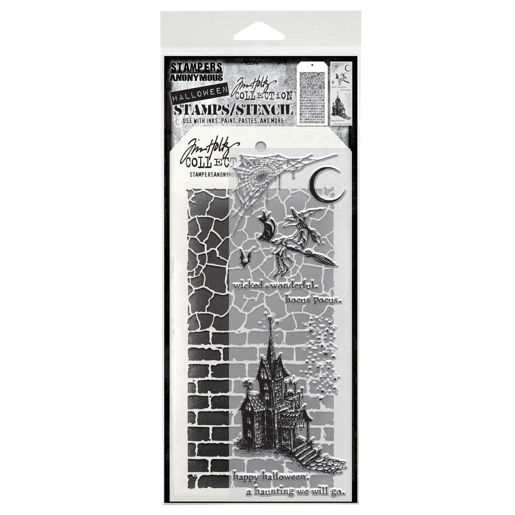Tim Holtz Mixed-Media Stamps & Stencil Set - BeWitching