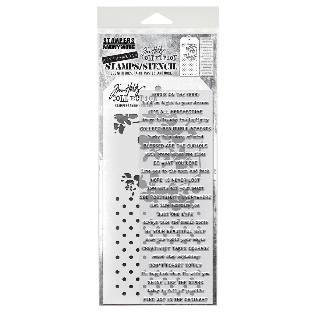 Tim Holtz Mixed-Media Stamps & Stencil Set: MIXED MEDIA SET #13