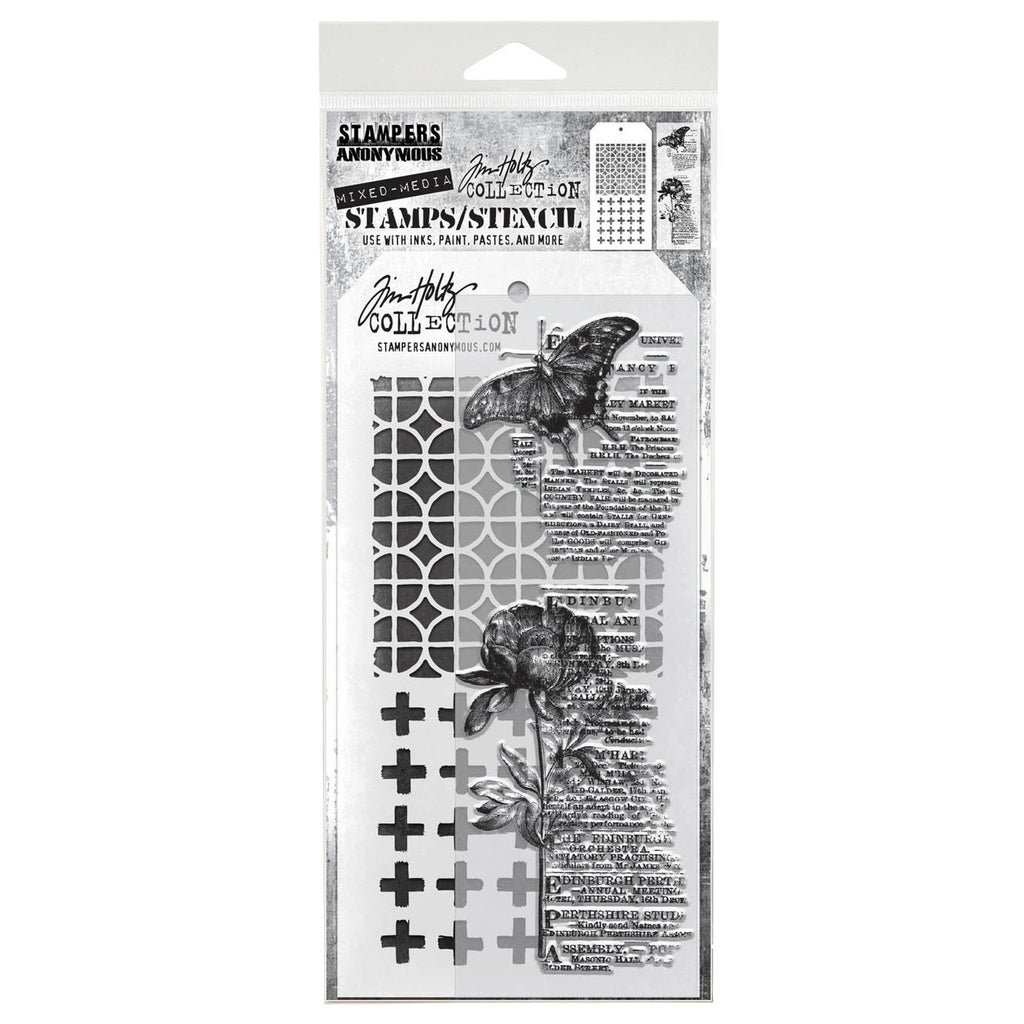Tim Holtz Mixed-Media Stamps & Stencil Set #60