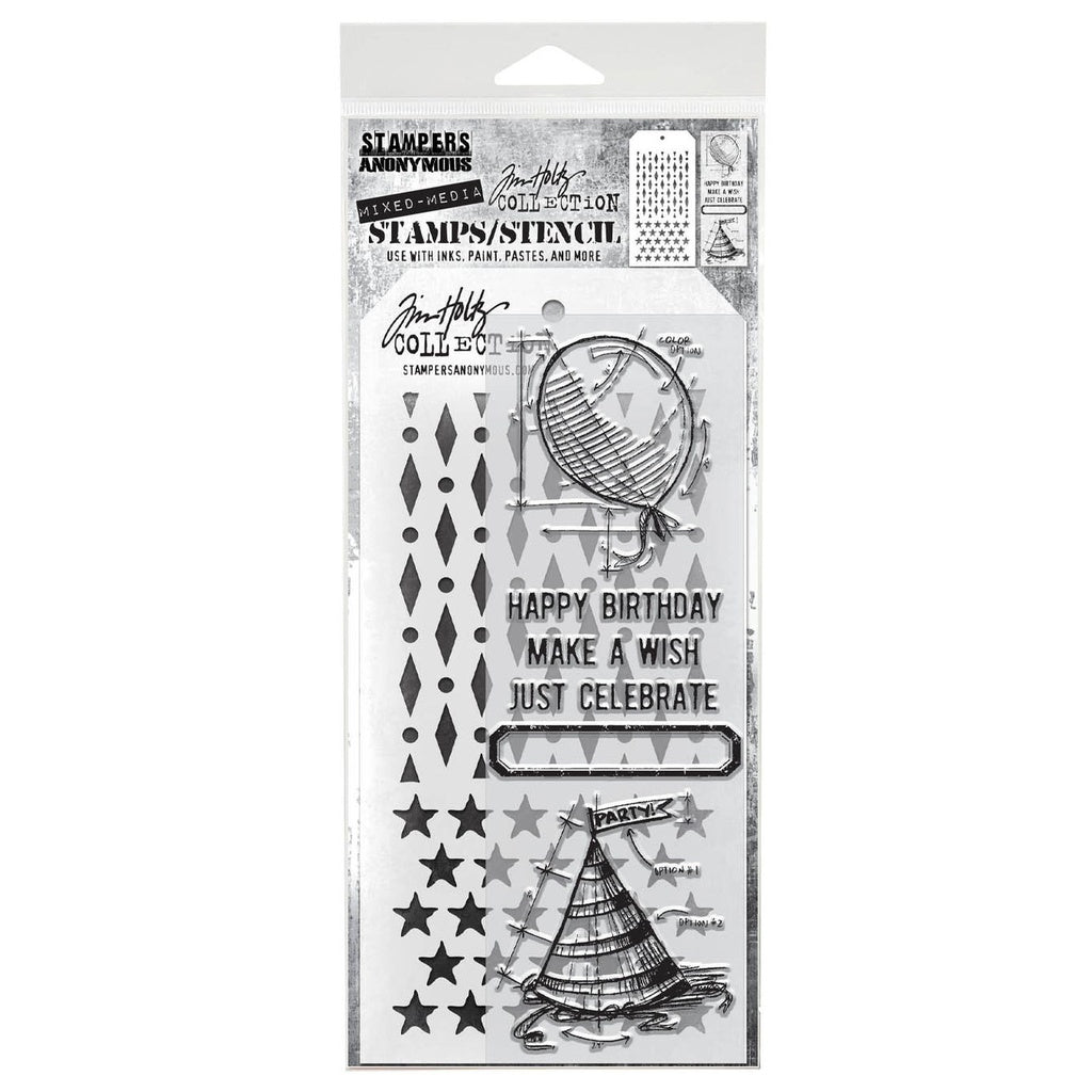 Tim Holtz Mixed-Media Stamps & Stencil Set #43