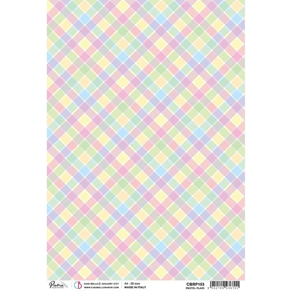 Pastel Plaid - Ciao Bella Piuma Rice Paper A4 - Single Sheet
