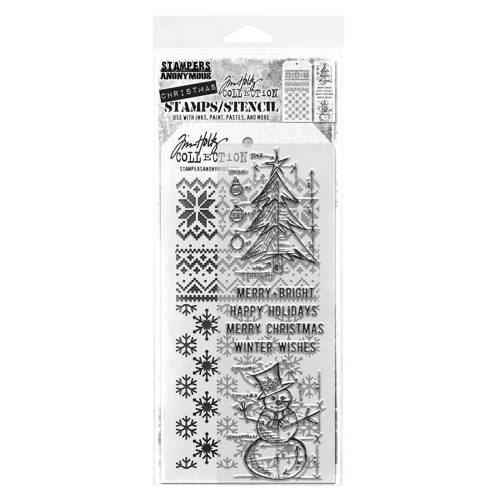 Tim Holtz Mixed-Media Stamps & Stencil Set #58