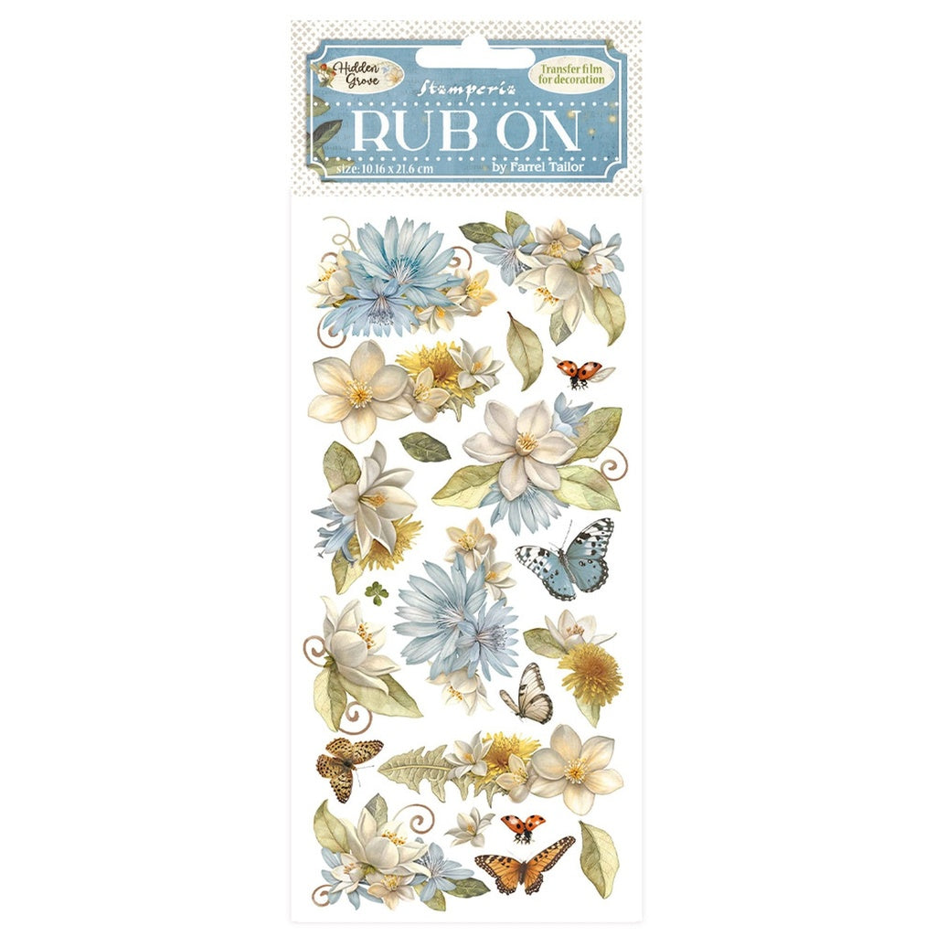 Stamperia - Hidden Grove - Rub On Flowers and Butterfly 