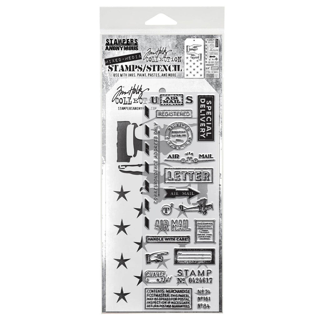 Tim Holtz Mixed-Media Stamps & Stencil Set #41