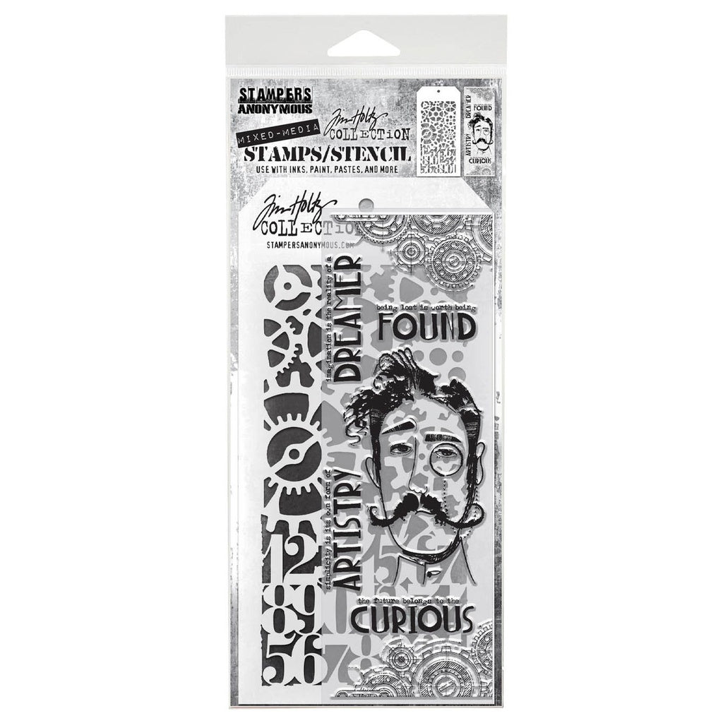Tim Holtz Mixed-Media Stamps & Stencil Set #37