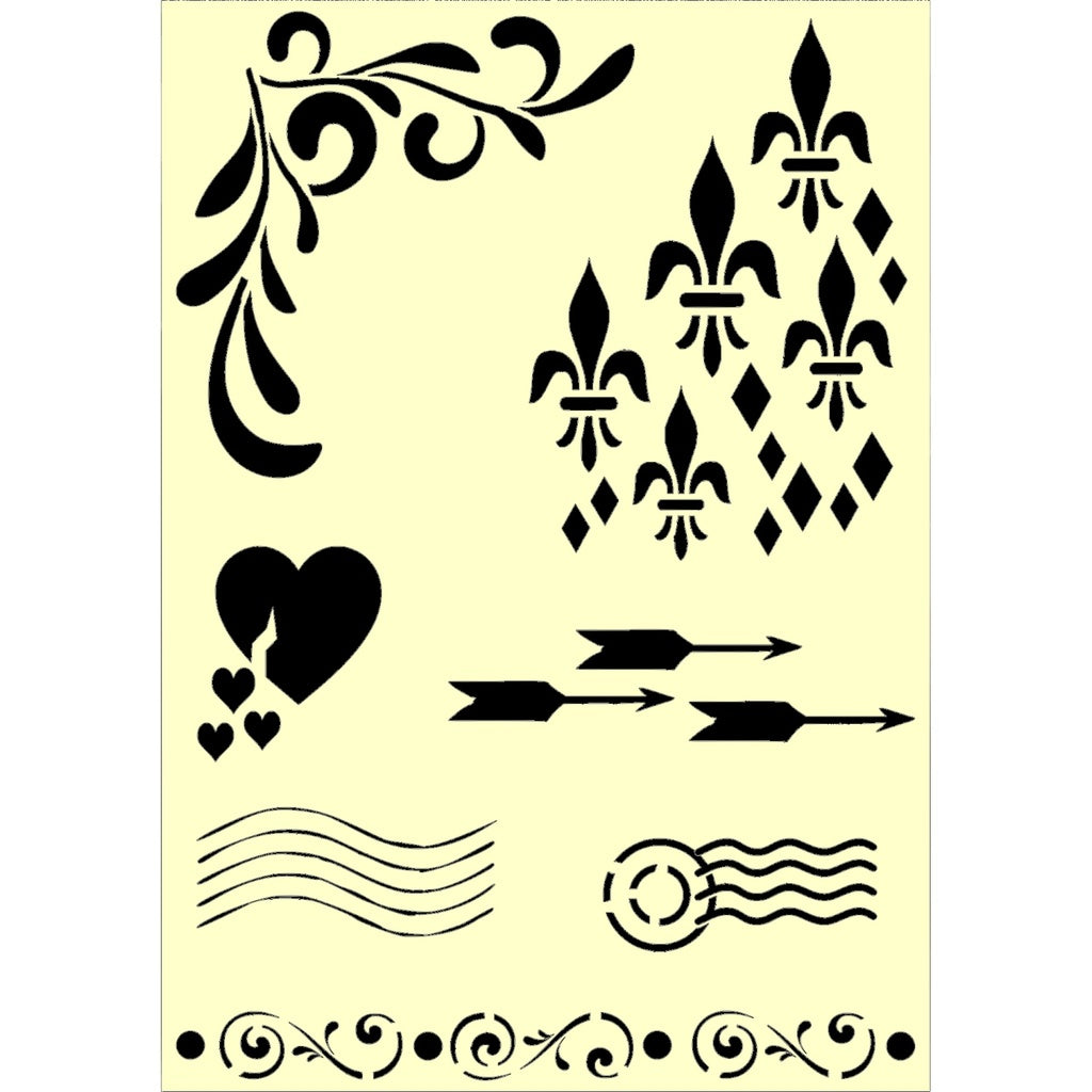 Personal Impressions Mylar Stencil - A5 - Postage Mark & Various Shapes