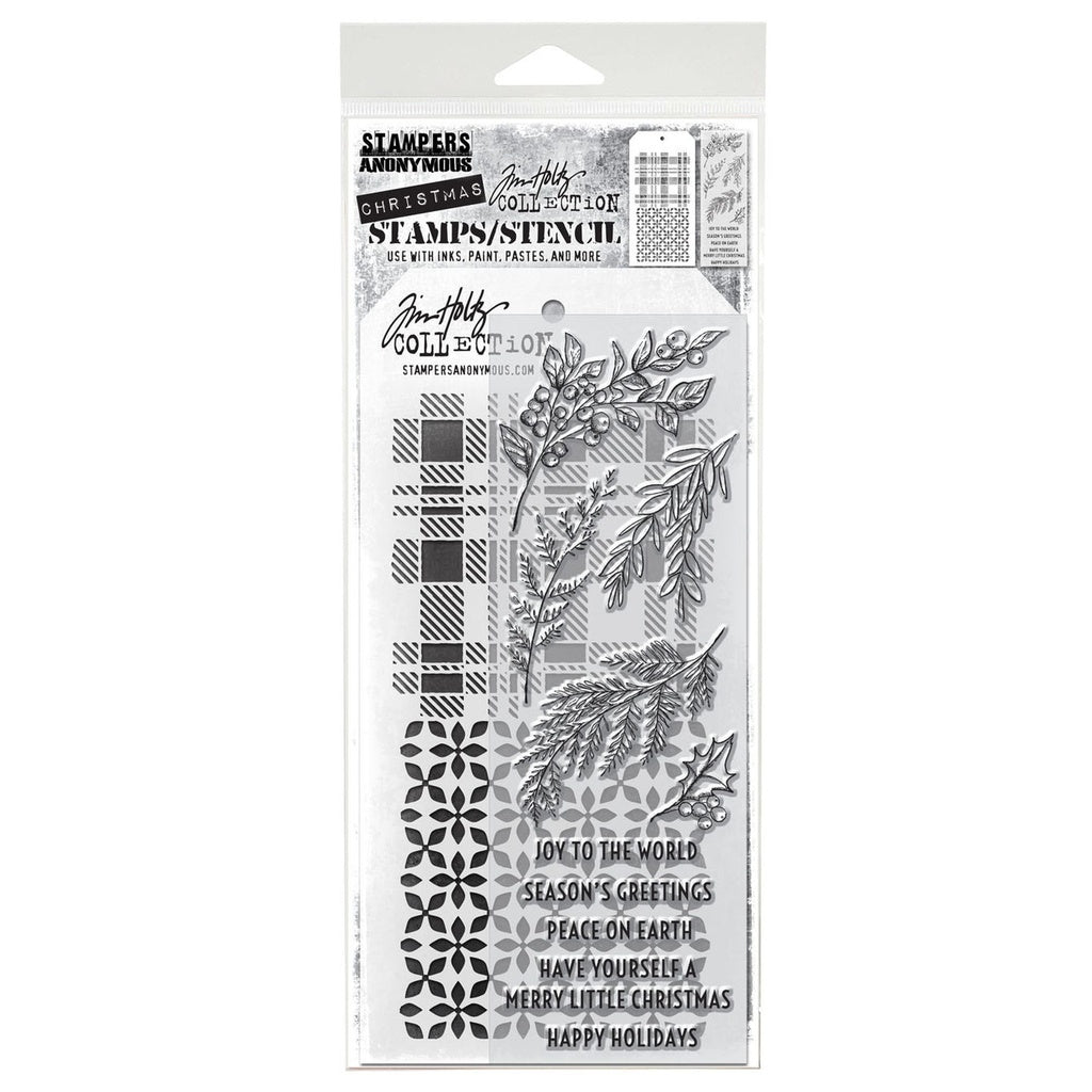 Tim Holtz Mixed-Media Stamps & Stencil Set: MIXED MEDIA SET #32