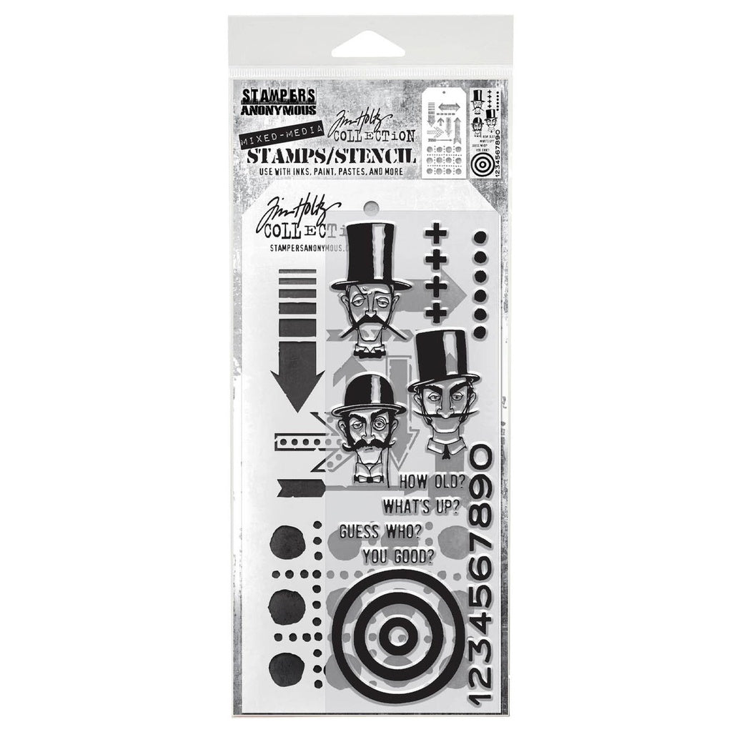 Tim Holtz Mixed-Media Stamps & Stencil Set #39