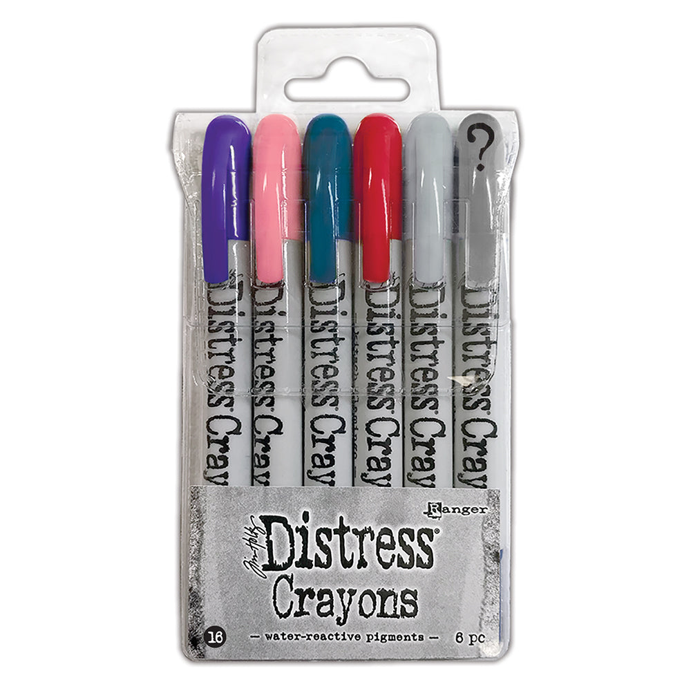 Tim Holtz - Distress - Crayon Set #16  (Villainous Potion/Saltwater Taffy/Uncharted Mariner/Lumberjack Plaid/Lost Shadow/Scorched Timber)