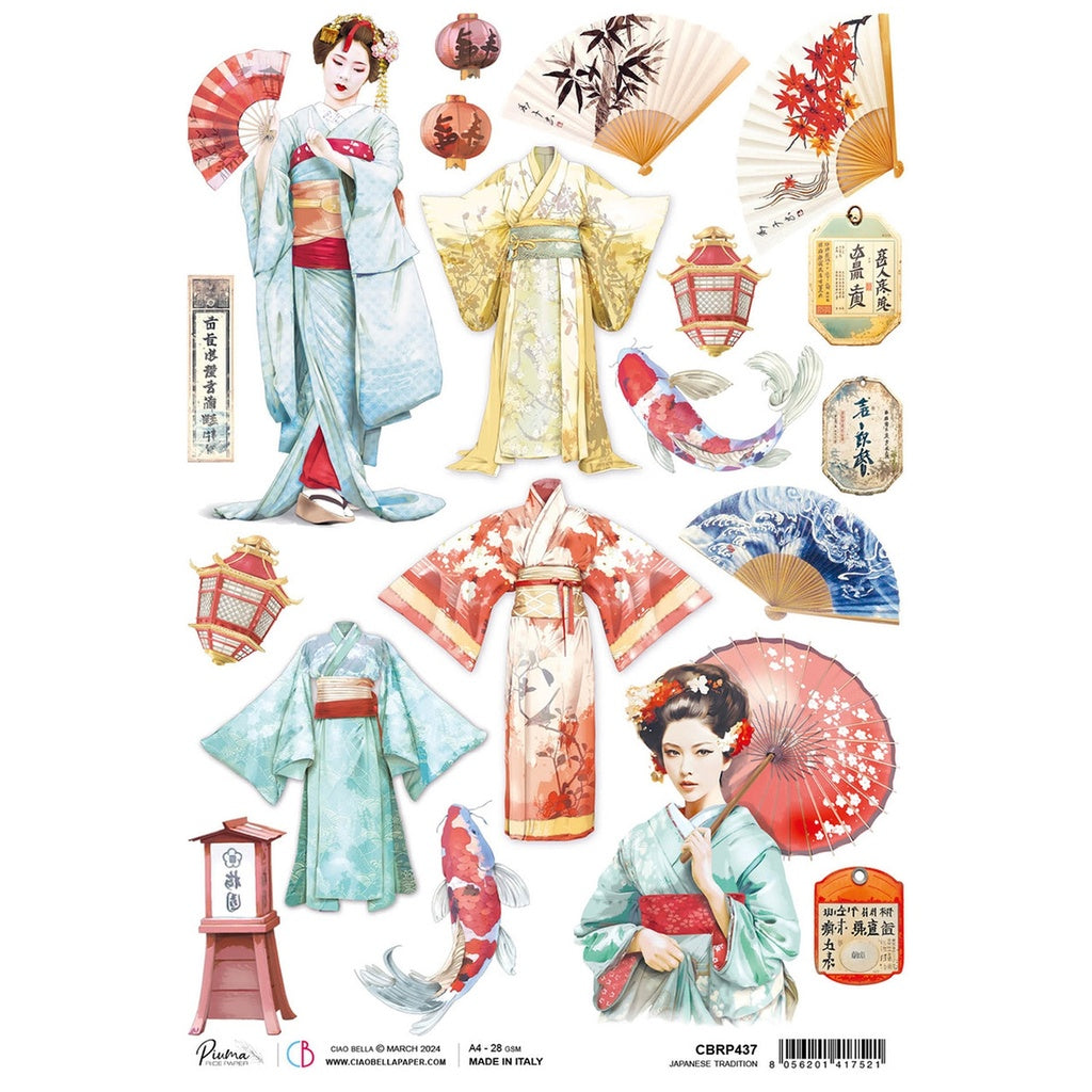 Ciao Bella Rice Paper A4 Japanese Tradition 5 Sheets