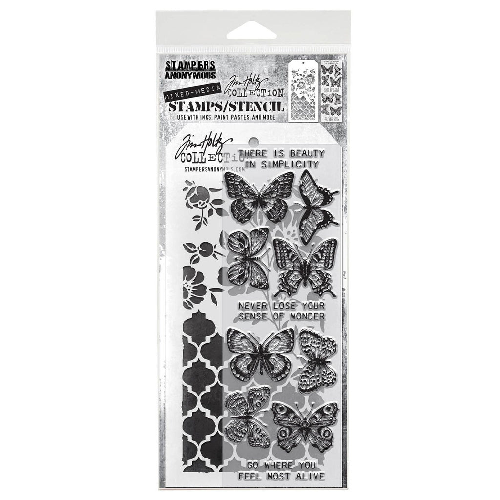 Tim Holtz Mixed-Media Stamps & Stencil Set #44