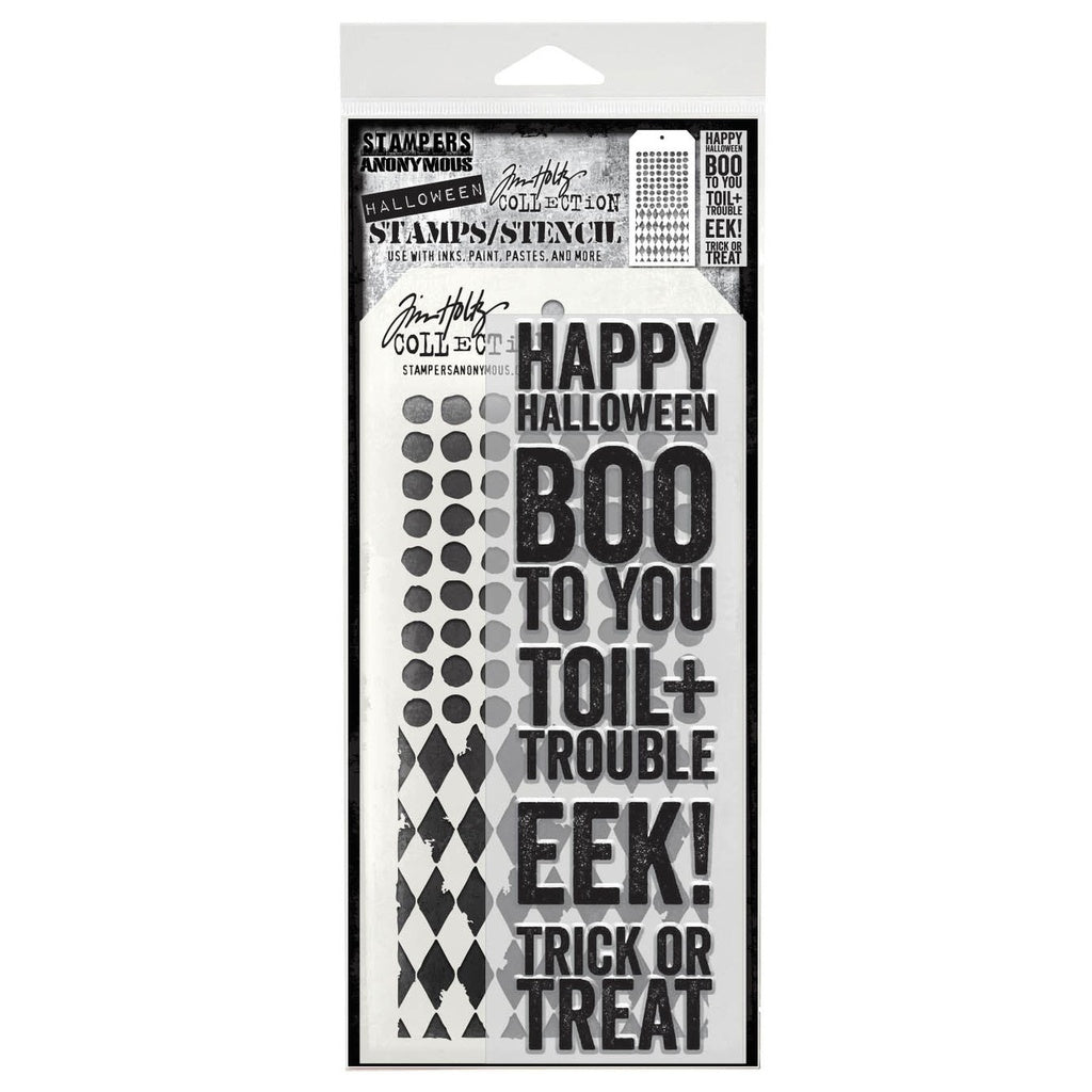 Tim Holtz Mixed-Media Stamps & Stencil Set: MIXED MEDIA - BOLD FRIGHTS