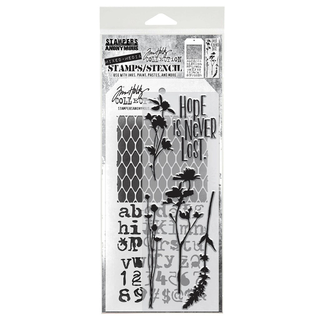 Tim Holtz Mixed-Media Stamps & Stencil Set #21