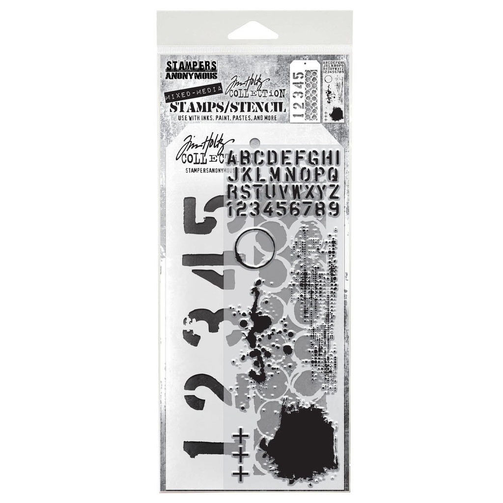 Tim Holtz Mixed-Media Stamps & Stencil Set: MIXED MEDIA SET #22