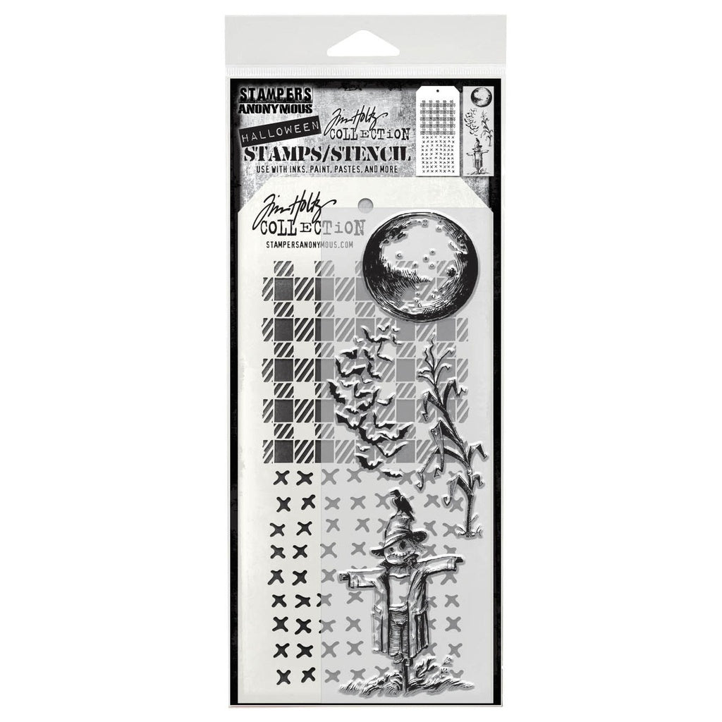 Tim Holtz Mixed-Media Stamps & Stencil Set: MIXED MEDIA - THE SCARECROW