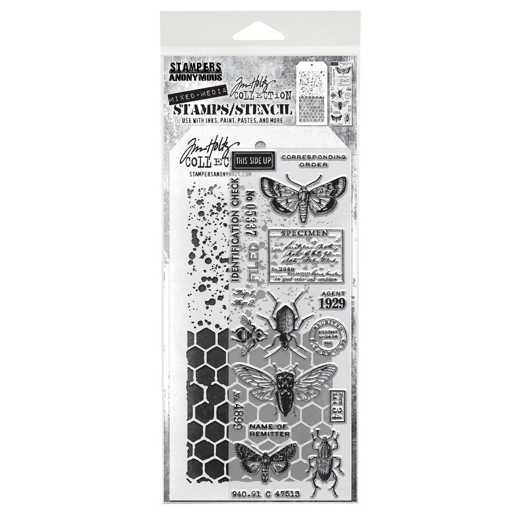 Tim Holtz Mixed-Media Stamps & Stencil Set: MIXED MEDIA SET #11