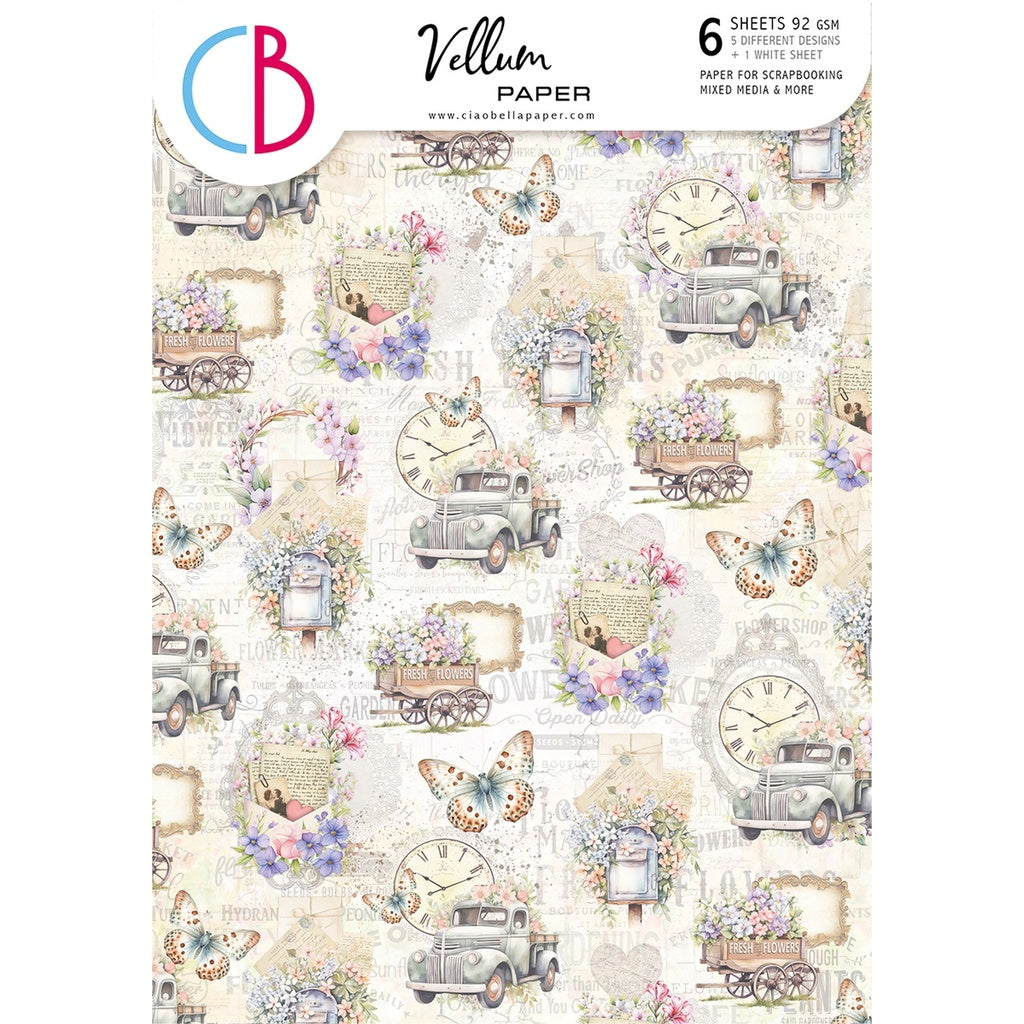 Vellum Flower Shop Paper Patterns A4 6 per Package