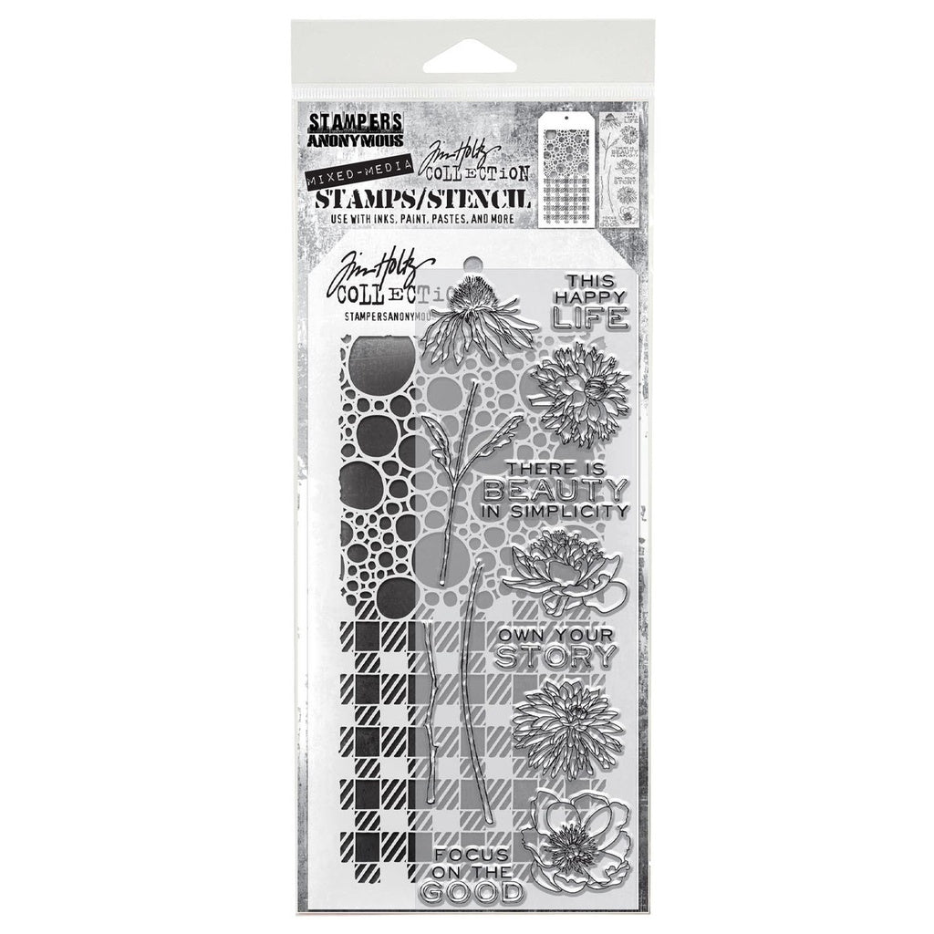 Tim Holtz Mixed-Media Stamps & Stencil Set #24