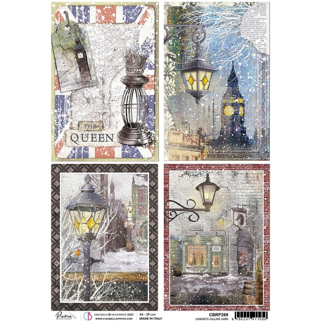 London's Calling Cards - Ciao Bella Piuma Rice Paper A4 - Single Sheet